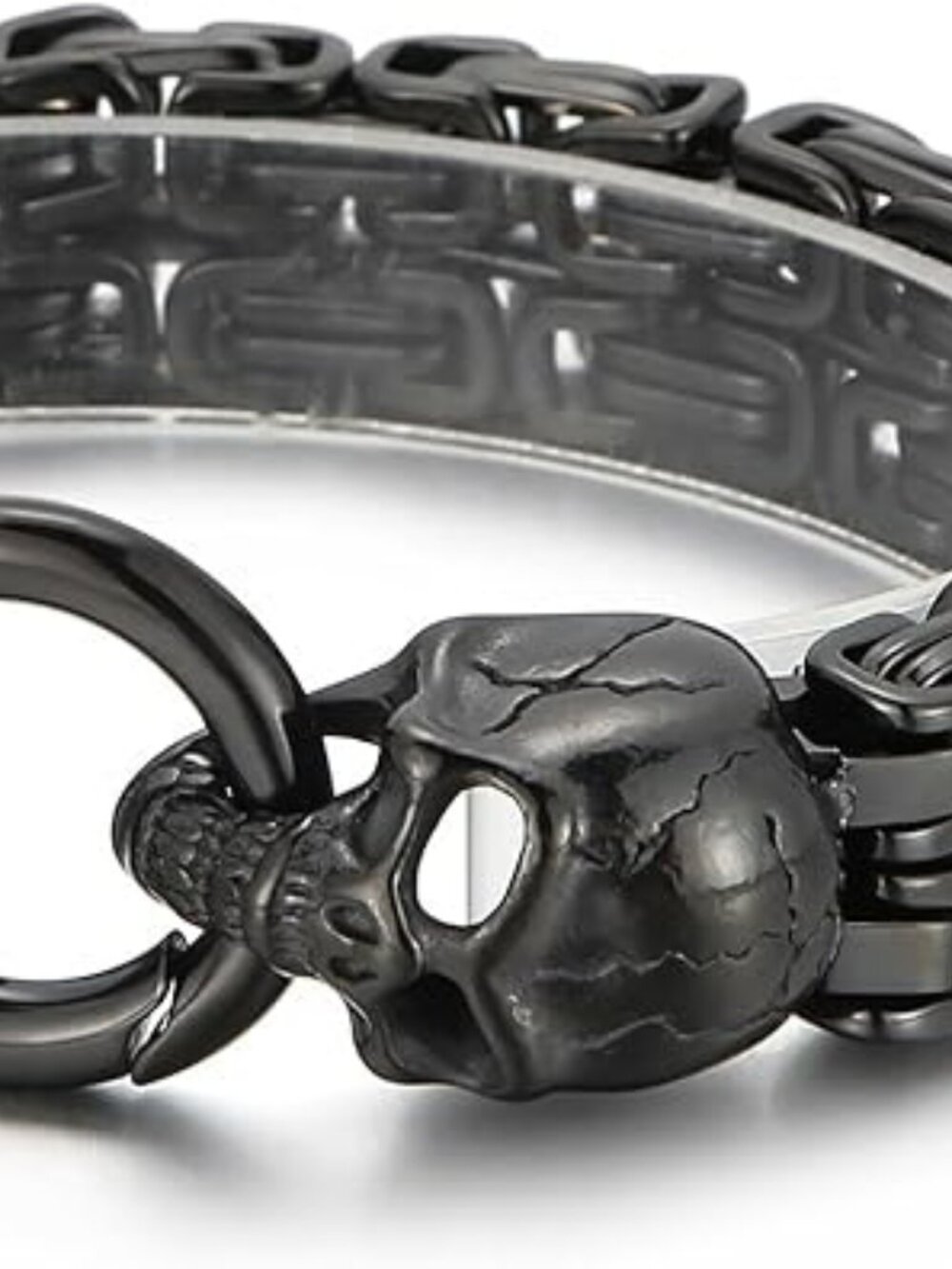 NEW Punk Skull Byzantine Chain Men's Bracelet‎ Stainless Steel 9.05 inch Goth